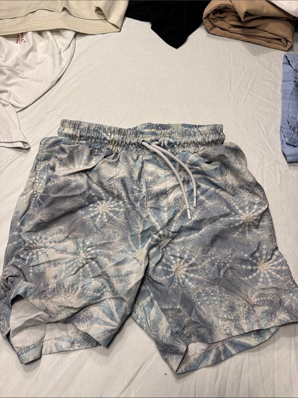 Sol Angeles Blue and Gray Tie-Dye Swim Shorts